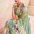 aqua green or premium printed saree with blouse