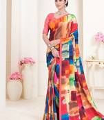 multicolor or premium printed saree with blouse
