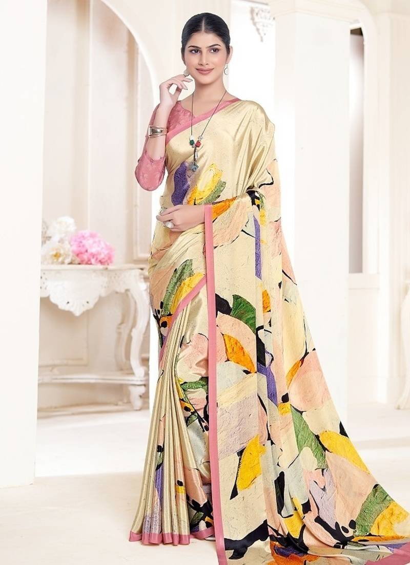 multicolor or premium printed saree with blouse