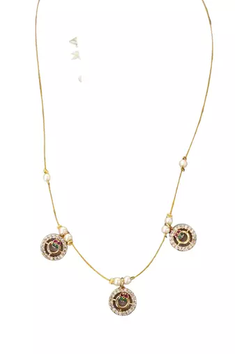 invisible gold-plated triple pendant necklace