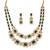 Royal green stone double layer necklace set with earrings