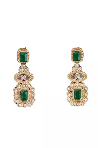 royal green stone double layer necklace set