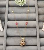 Invisible gold-plated jhumka pendant necklace with pink beads