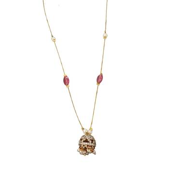 invisible gold-plated jhumka pendant necklace 2