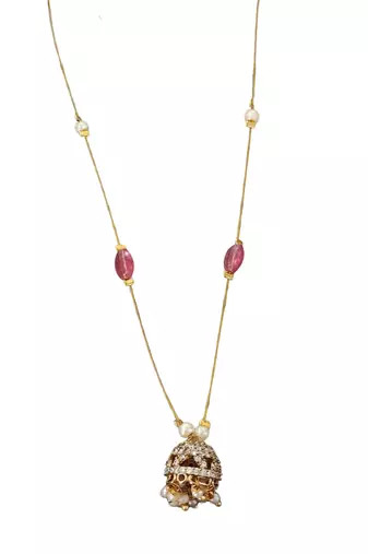 invisible gold-plated jhumka pendant necklace