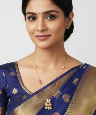 invisible gold-plated jhumka pendant necklace 3