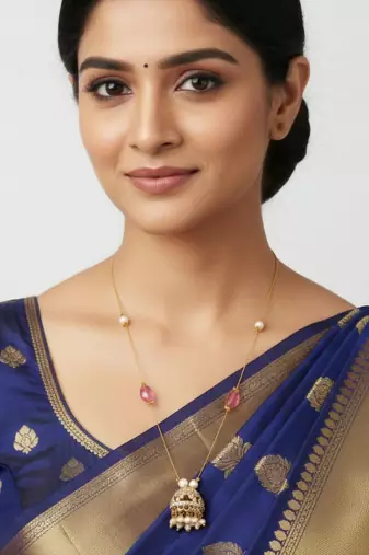 invisible gold-plated jhumka pendant necklace