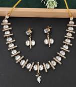 elegant kundan polki necklace set with white stones
