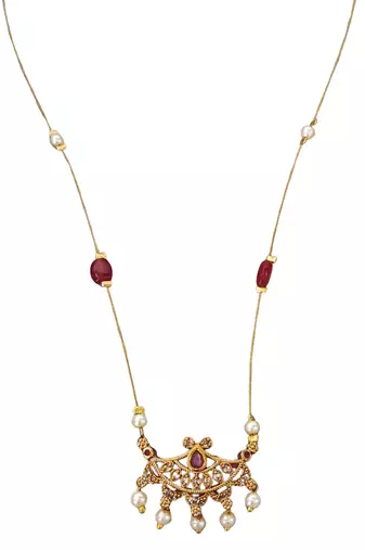 invisible gold-plated ruby pendant necklace