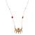 Invisible gold-plated pendant necklace with ruby beads and pearl drops