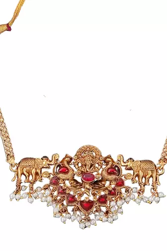 laxmi god south indian temple jewellery necklace set