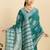 teal green  saree with rich soft art silk fabric with unstiched blouse piece
