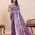 women's flower paithani  purple soft silk blend saree with zari weaving & rich floral motifs