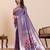 women's flower paithani  purple soft silk blend saree with zari weaving & rich floral motifs