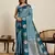 stylish women's teal blue soft silk blend  indian wear  saree with unstiched blouse piece