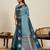 stylish women's teal blue soft silk blend  indian wear  saree with unstiched blouse piece