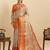 stylish women   s  orange soft silk blend saree with unstiched blouse piece