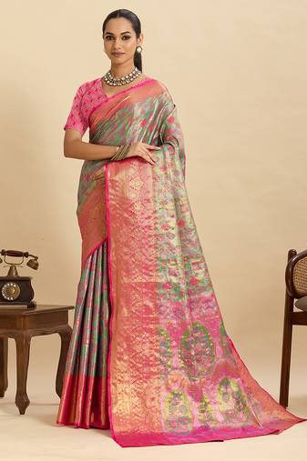 stylish women   s  magenta soft silk blend saree with unstiched blouse piece