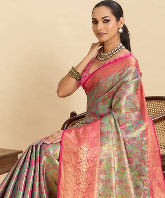 stylish women  s magenta soft silk blend saree with blouse piece 4