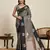 classic indian black soft silk blend saree for women with unstiched blouse piece