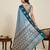 designer teal blue color soft silk blend saree with unstiched blouse piece
