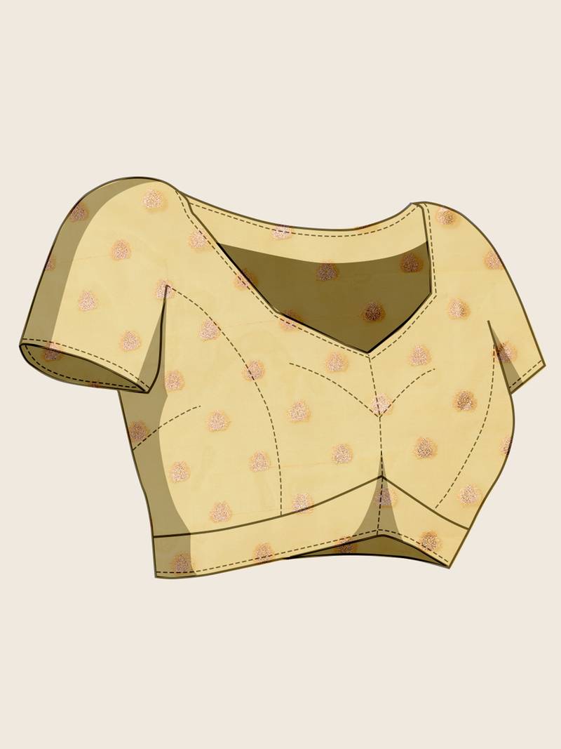 traditional  lemon soft silk blend paithani saree with unstiched blouse piece