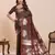 authentic dark brown paithani soft silk blend saree for women with unstiched blouse piece
