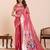 women's flower paithani light pink soft silk blend saree with zari weaving & rich floral motifs