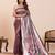 women's flower paithani wine soft silk blend saree with zari weaving & rich floral motifs