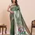 women's flower paithani  green soft silk blend saree with zari weaving & rich floral motifs