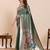 women's flower paithani  green soft silk blend saree with zari weaving & rich floral motifs