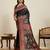 royal paithani soft silk blend saree in vibrant black with contrast border and unstiched blouse piece