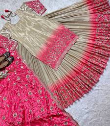 Pink grey chinon and digital print embroidered sharara suit