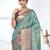 teal brocade saree with intricate borders
