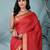 red catlon soft art silk saree with checkered pattern