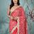 red chanderi silk blend saree with embroidered floral design
