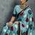 satin aqua blue printed casual saree