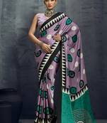 satin lilac printed casual saree