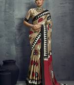 satin chiku printed casual saree