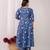 blue printed sweetheart neck pure cotton anarkali kurta set