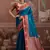 teal blue tussar silk blend weaving work saree
