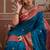 teal blue weaving work tussar art silk festival contemporary saree