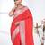 red georgette saree with silver border and detailing