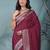 elegant fuchsia georgette saree with intricate silver zari work