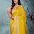 elegant yellow georgette saree with intricate silver zari work