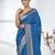 elegant sky blue georgette saree with intricate silver zari work