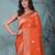 graceful orange silk blend blend saree with intricate zari work