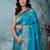graceful sky blue silk blend blend saree with intricate zari work
