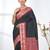 elegant black tussar silk blend saree with sambhal puri ikat border