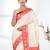 elegant off-white tussar silk blend saree with red zari border